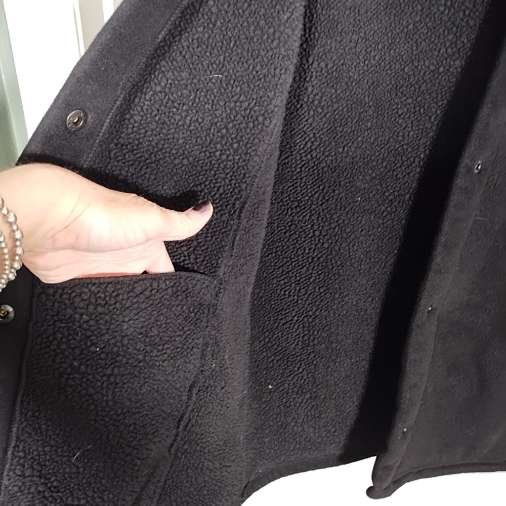 Cuddl Duds Women's XS Fleece Sherpa Snap Front Hooded Black Jacket - Picture 8 of 10